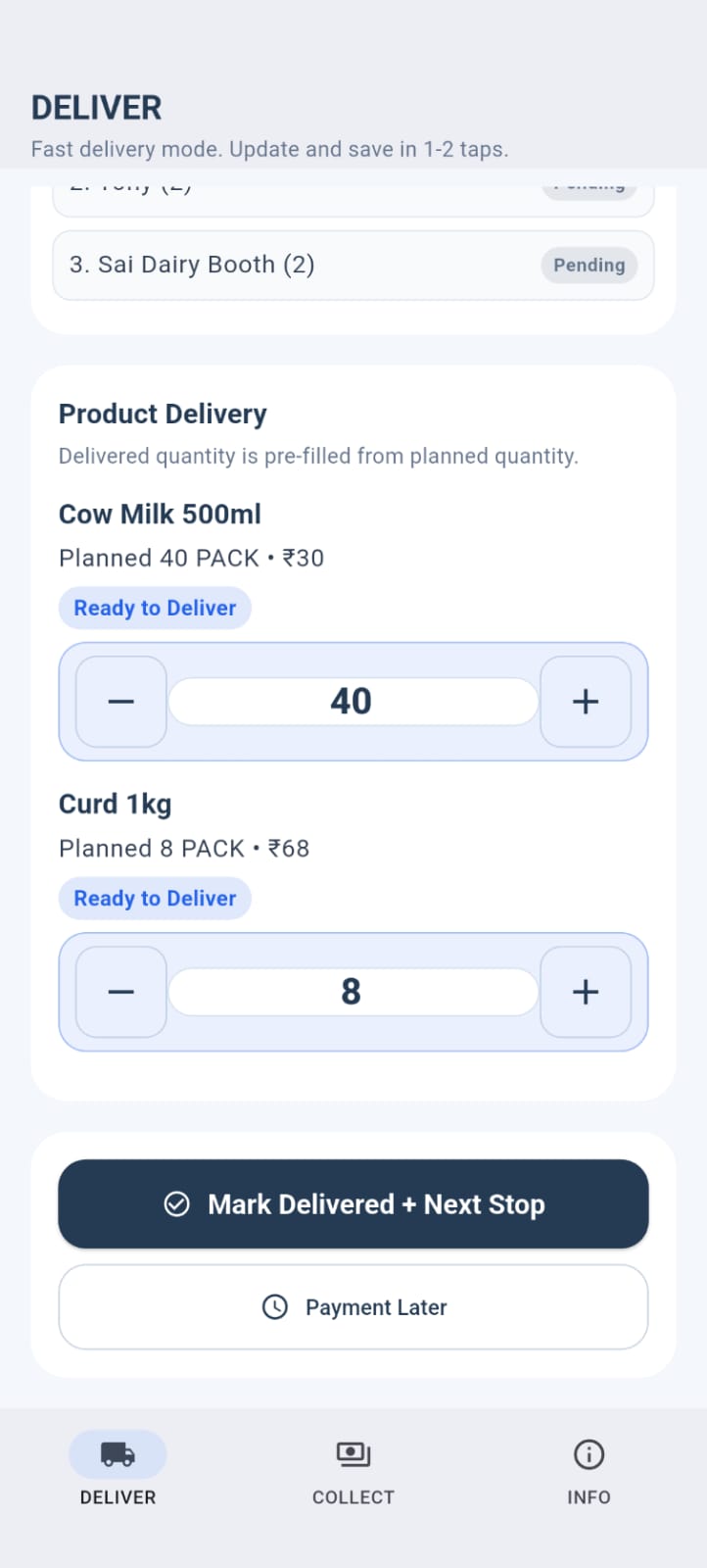 Driver app delivery page 2